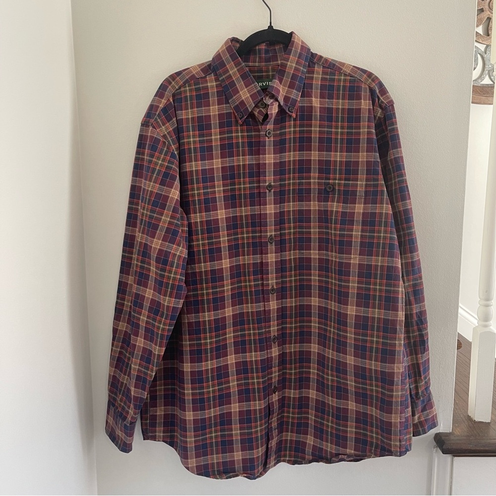 Orvis large‎ casual button down shirt long sleeve plaid